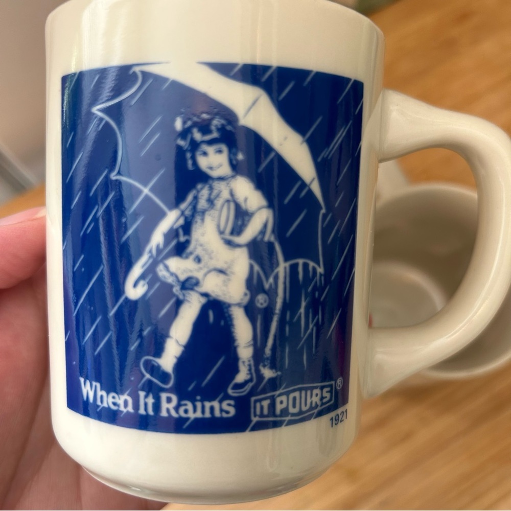 Vintage Morton Salt Mugs white blue advertisement retro - Picture 6 of 9